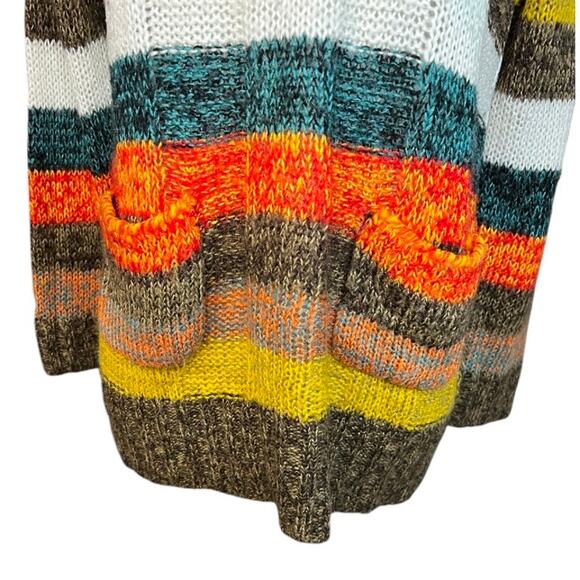 Canyon river blues multicolor striped cowl neck sweater Y2K boho turtleneck - Picture 3 of 7